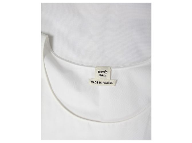 Hermès Top Hermes de manga corta de algodón blanco - vista 4