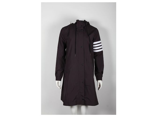 Thom Browne 4-Bar Hooded Parka aus grauem Polyester - Ansicht 6