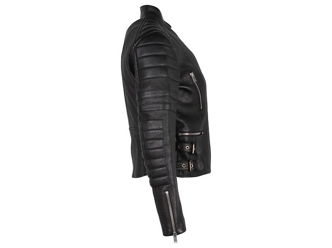 Céline Celine Bikerjacke aus schwarzem Leder - Ansicht 2