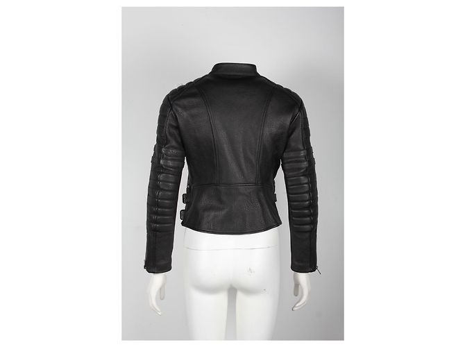 Céline Celine Bikerjacke aus schwarzem Leder - Ansicht 8