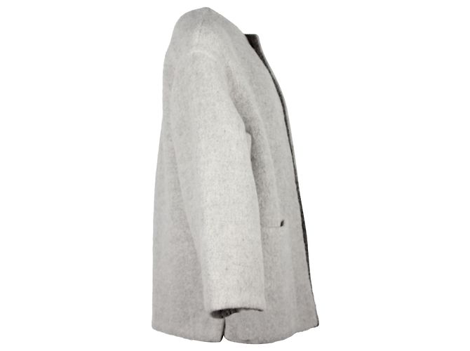 Abrigo corto sin cuello Hermès en lana de alpaca gris - vista 2