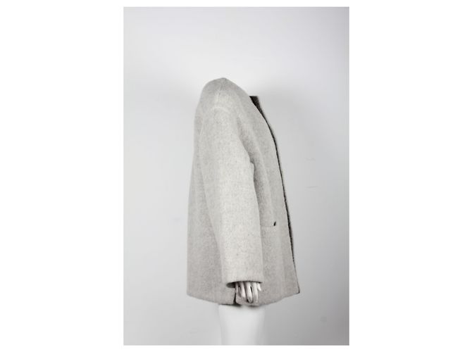 Abrigo corto sin cuello Hermès en lana de alpaca gris - vista 6