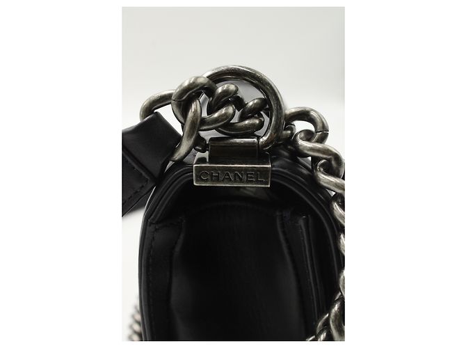 Borsa media da ragazzo Chanel con patta in pelle di pitone blu navy - vista 14