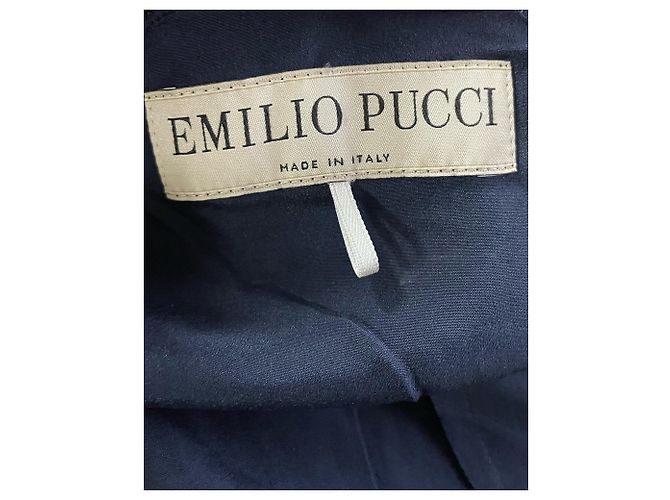 Emilio Pucci One Shoulder Lace Mini Dress in Navy Blue Polyester - view 3