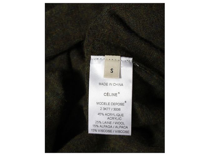 Céline Celine Kurzarm-Strick-T-Shirt aus grünem Acryl und Wolle - Ansicht 5
