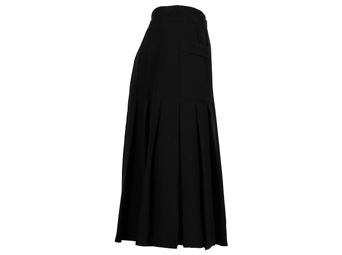 Timeless Falda plisada acampanada Chanel en seda negra Negro - vista 2