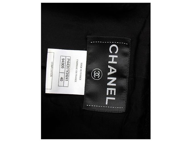 Timeless Cappotto Chanel con scollo a barca e petto foderato in lana nera Nero - vista 4
