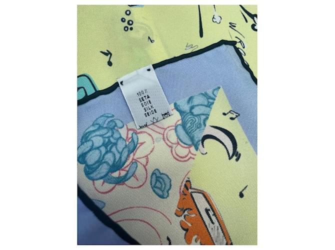 Sciarpa Prada Saloon Country in seta blu - vista 14