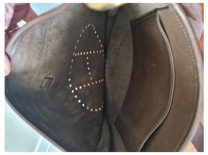 Borsa a tracolla Hermès Evelyne in Pelle Marrone Scuro - vista 7
