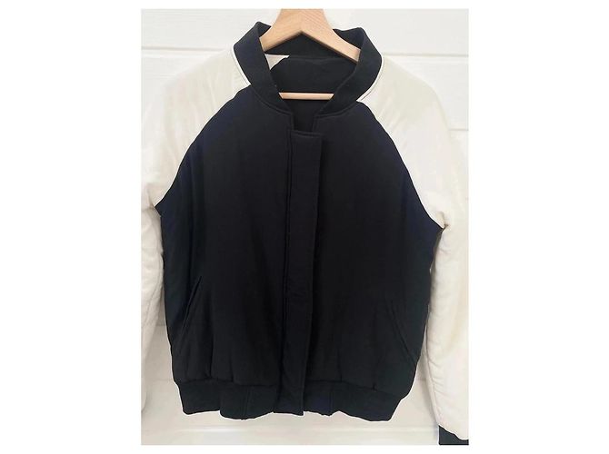 Giacca Bomber Aquaverde in Seta Nero e Bianco - vista 2