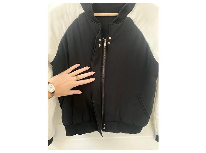 Giacca Bomber Aquaverde in Seta Nero e Bianco - vista 3