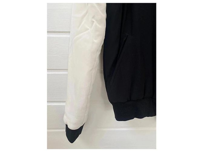 Giacca Bomber Aquaverde in Seta Nero e Bianco - vista 4