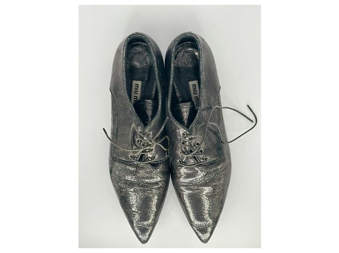 Scarpe cerate Miu Miu in argento scuro - vista 6
