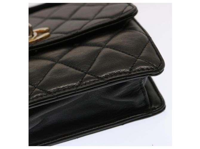 CHANEL Matelassé Turn Lock Gürteltasche Lammleder Schwarz CC Auth yk11590 - Ansicht 11