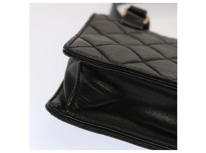CHANEL Matelassé Turn Lock Gürteltasche Lammleder Schwarz CC Auth yk11590 - Ansicht 12