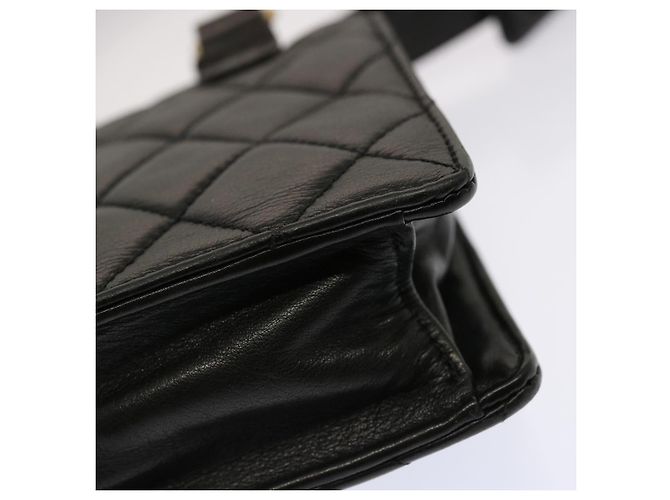 CHANEL Matelassé Turn Lock Gürteltasche Lammleder Schwarz CC Auth yk11590 - Ansicht 13
