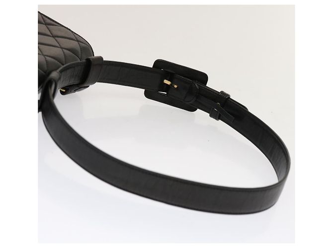 CHANEL Matelassé Turn Lock Gürteltasche Lammleder Schwarz CC Auth yk11590 - Ansicht 8