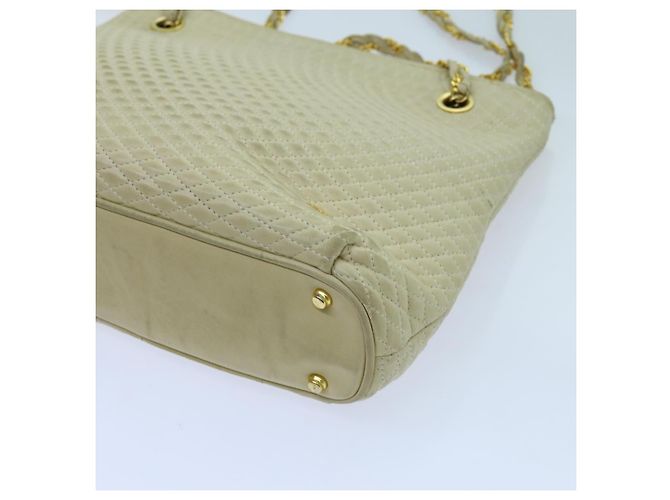 Bolsa de ombro com corrente acolchoada BALLY Couro Bege Auth ac2905 - vista 11