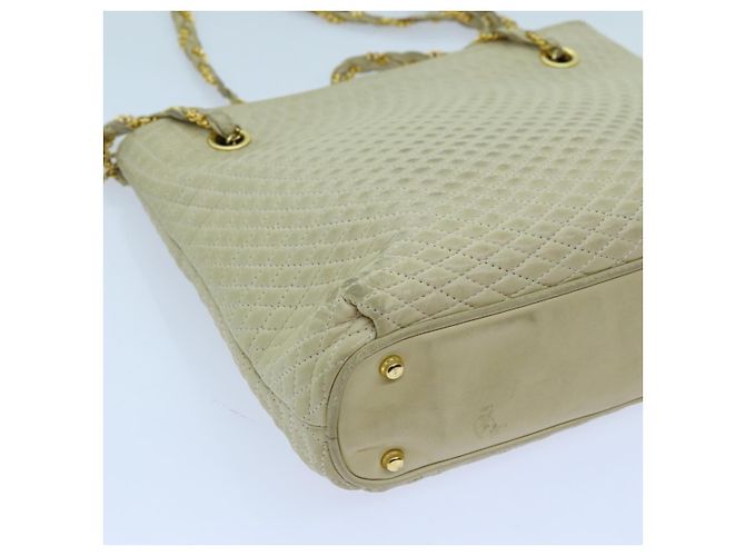 Bolsa de ombro com corrente acolchoada BALLY Couro Bege Auth ac2905 - vista 12