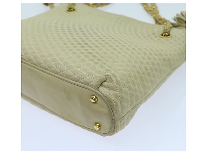 Bolsa de ombro com corrente acolchoada BALLY Couro Bege Auth ac2905 - vista 13