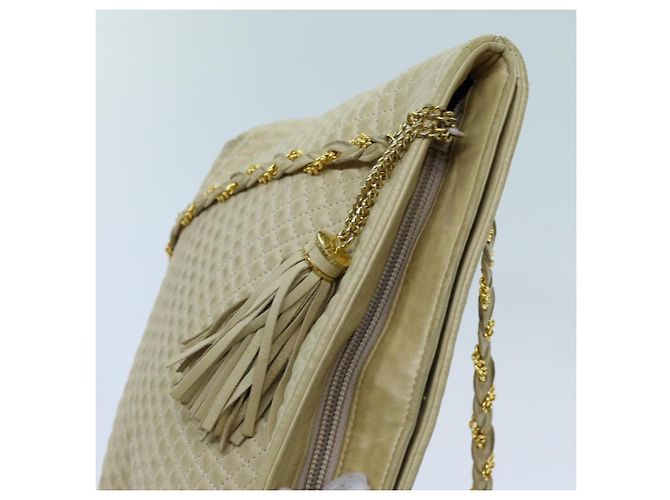 Bolsa de ombro com corrente acolchoada BALLY Couro Bege Auth ac2905 - vista 15
