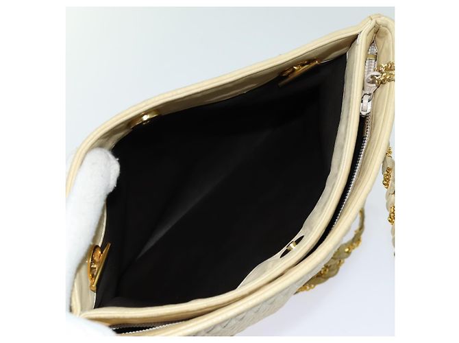Bolsa de ombro com corrente acolchoada BALLY Couro Bege Auth ac2905 - vista 16