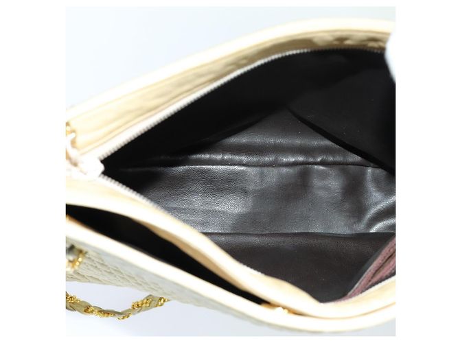 Bolsa de ombro com corrente acolchoada BALLY Couro Bege Auth ac2905 - vista 18