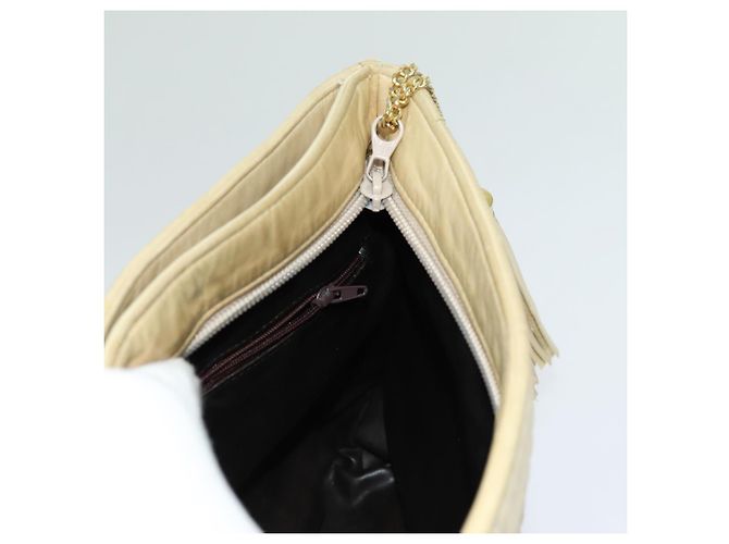 Bolsa de ombro com corrente acolchoada BALLY Couro Bege Auth ac2905 - vista 20
