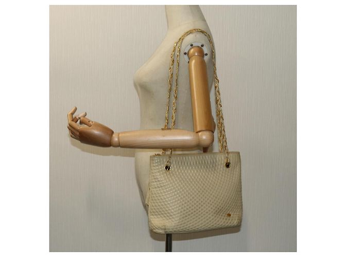 Bolsa de ombro com corrente acolchoada BALLY Couro Bege Auth ac2905 - vista 22
