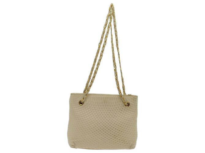Bolsa de ombro com corrente acolchoada BALLY Couro Bege Auth ac2905 - vista 3