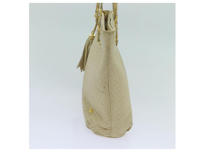 Bolsa de ombro com corrente acolchoada BALLY Couro Bege Auth ac2905 - vista 5