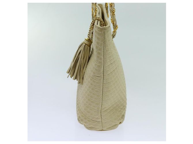 Bolsa de ombro com corrente acolchoada BALLY Couro Bege Auth ac2905 - vista 7