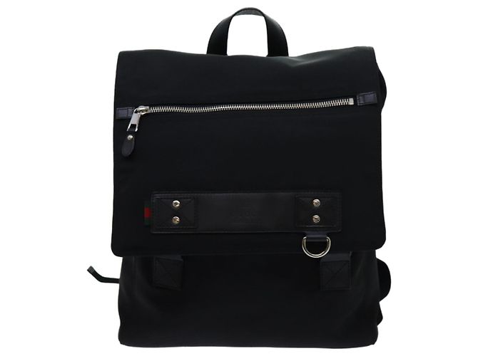 GUCCI Web Sherry Line Rucksack Nylon Schwarz Grün Rot 246407 Auth bs13331 - Ansicht 2