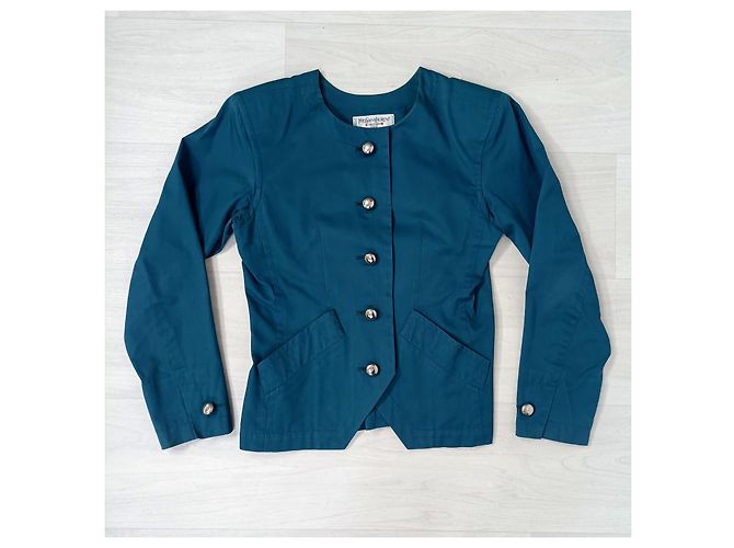 Yves Saint Laurent Giacca verde petrolio vintage YSL Blu - vista 2