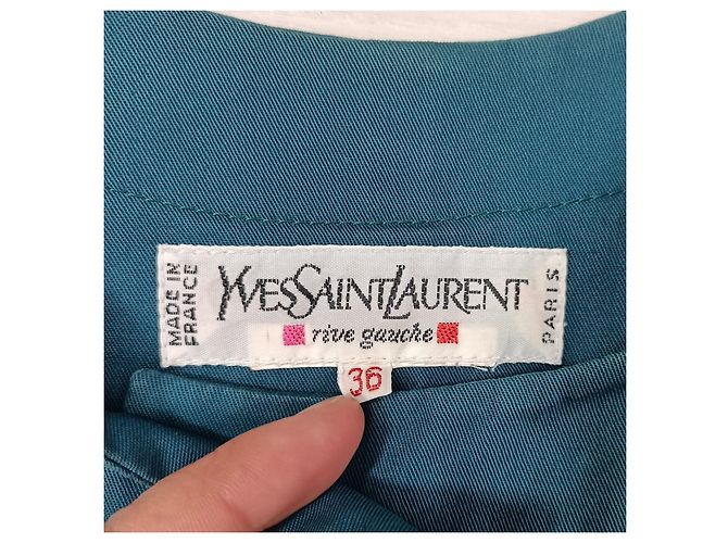 Yves Saint Laurent Giacca verde petrolio vintage YSL Blu - vista 4
