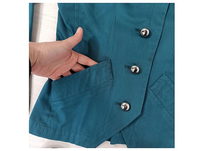 Yves Saint Laurent Giacca verde petrolio vintage YSL Blu - vista 5