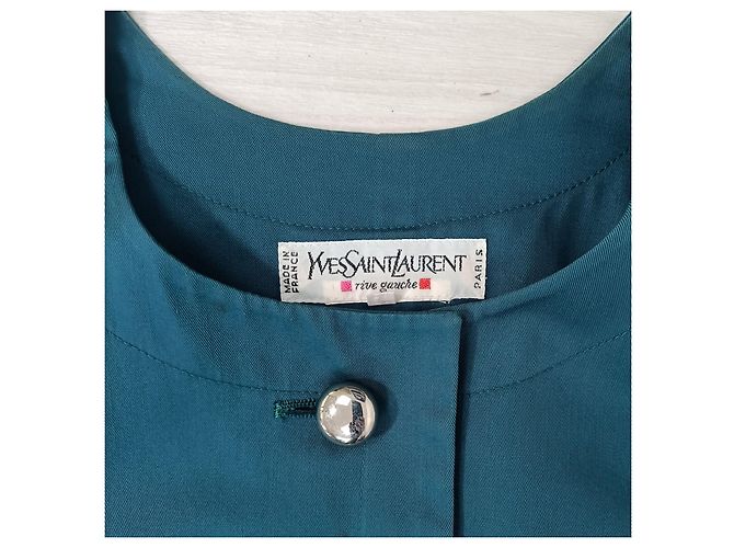 Yves Saint Laurent Giacca verde petrolio vintage YSL Blu - vista 7