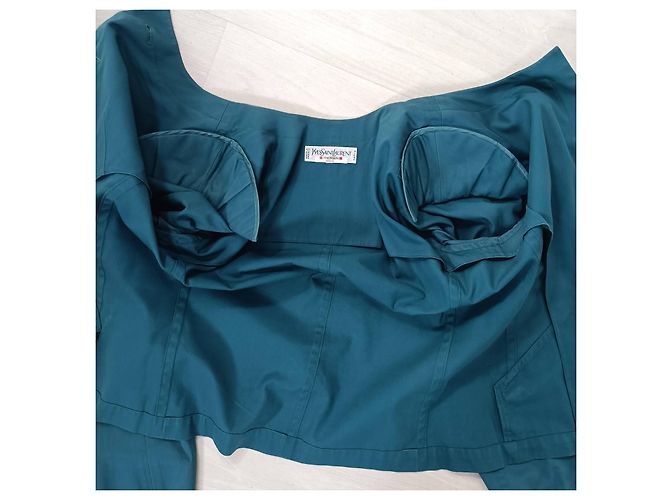 Yves Saint Laurent Giacca verde petrolio vintage YSL Blu - vista 8