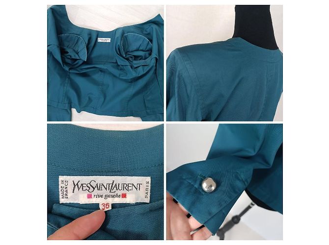 Yves Saint Laurent Giacca verde petrolio vintage YSL Blu - vista 9