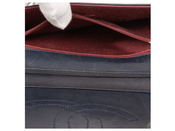 Pele de cordeiro acolchoada Chanel 24Bolsa Meia Lua K Dourada com Aba Única Azul - vista 13