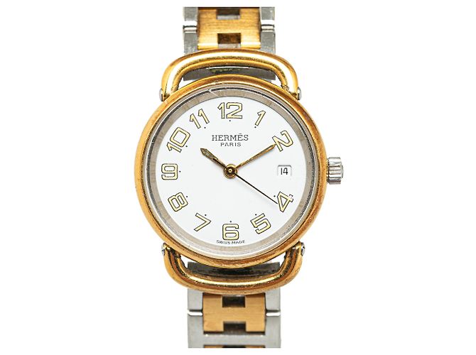 Relógio Pullman em aço inoxidável com quartzo dourado Hermès Prata - vista 5