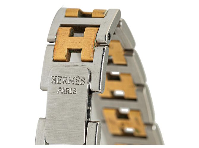 Relógio Pullman em aço inoxidável com quartzo dourado Hermès Prata - vista 7
