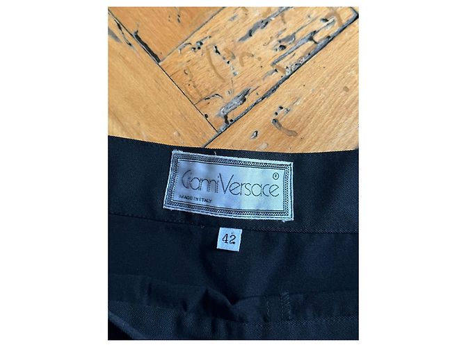 Falda asimétrica negra de algodón Gianni Versace Primavera Verano 1987 Negro - vista 2