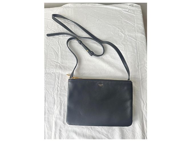 Céline bolsa pequena Celine Trio em pele de cordeiro lisa - vista 15