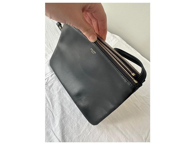 Céline bolsa pequena Celine Trio em pele de cordeiro lisa - vista 18