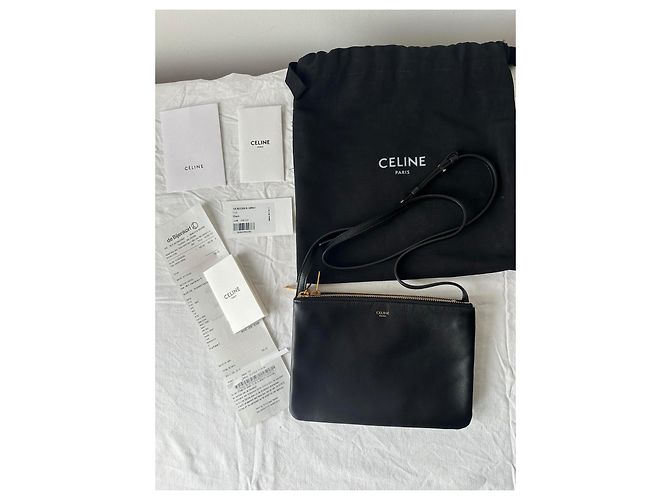 Céline bolsa pequena Celine Trio em pele de cordeiro lisa - vista 2