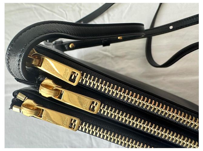 Céline bolsa pequena Celine Trio em pele de cordeiro lisa - vista 6