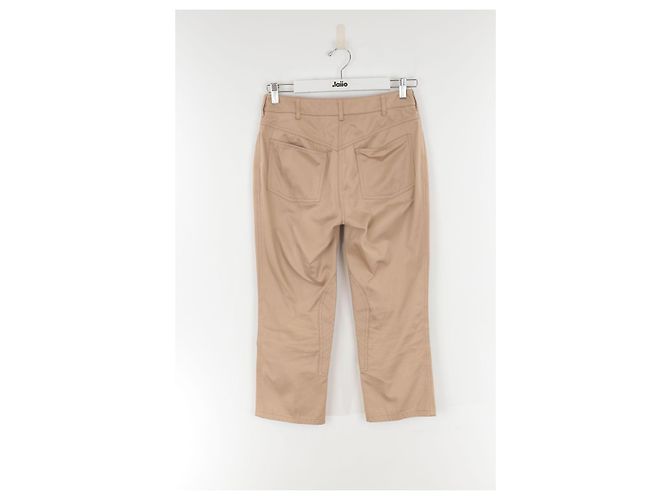 Hermès Pantalones ajustados de algodón Beige - vista 3