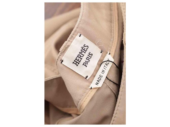 Hermès Pantalones ajustados de algodón Beige - vista 5
