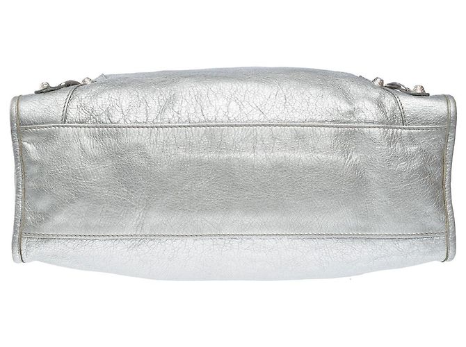 Sac BALENCIAGA City en Cuir Argent - 101849 - vue 10